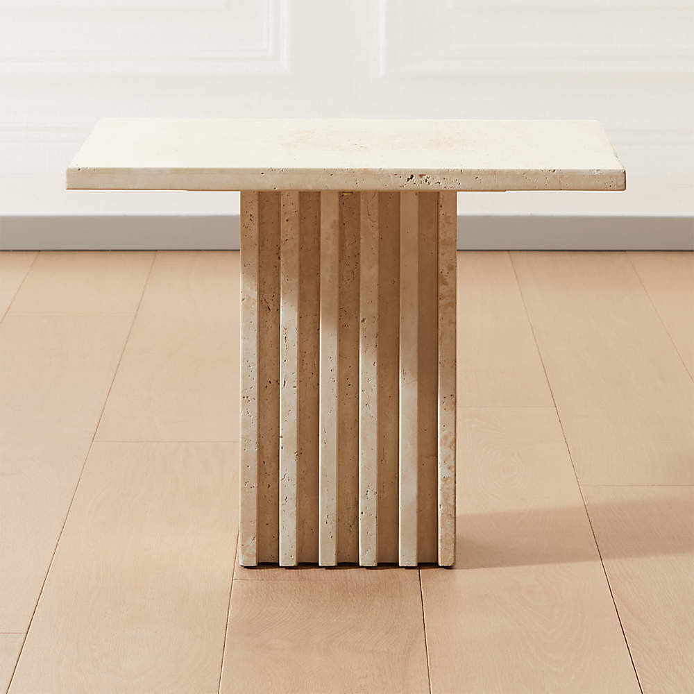 CARVE TRAVERTINE LARGE COCKTAIL TABLE | CB2
