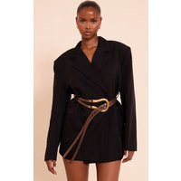 Black Woven Belt Blazer Dress | PrettyLittleThing UK
