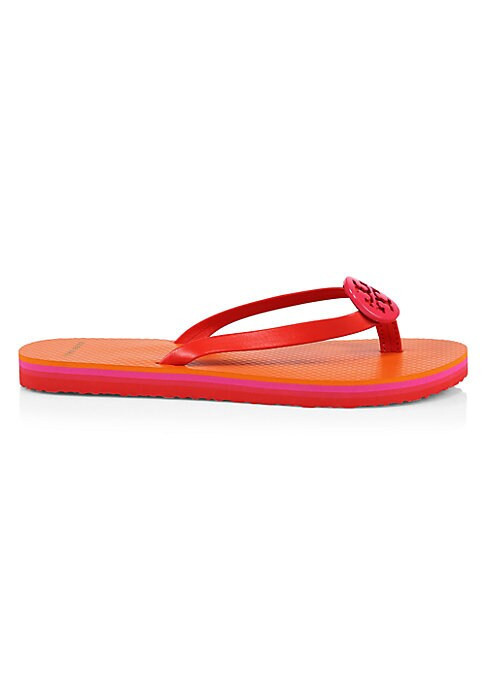 Tory Burch Women's Minnie Leather-Trimmed Flip Flops - Bright Sambatory Orange Multi - Size 11 | Saks Fifth Avenue