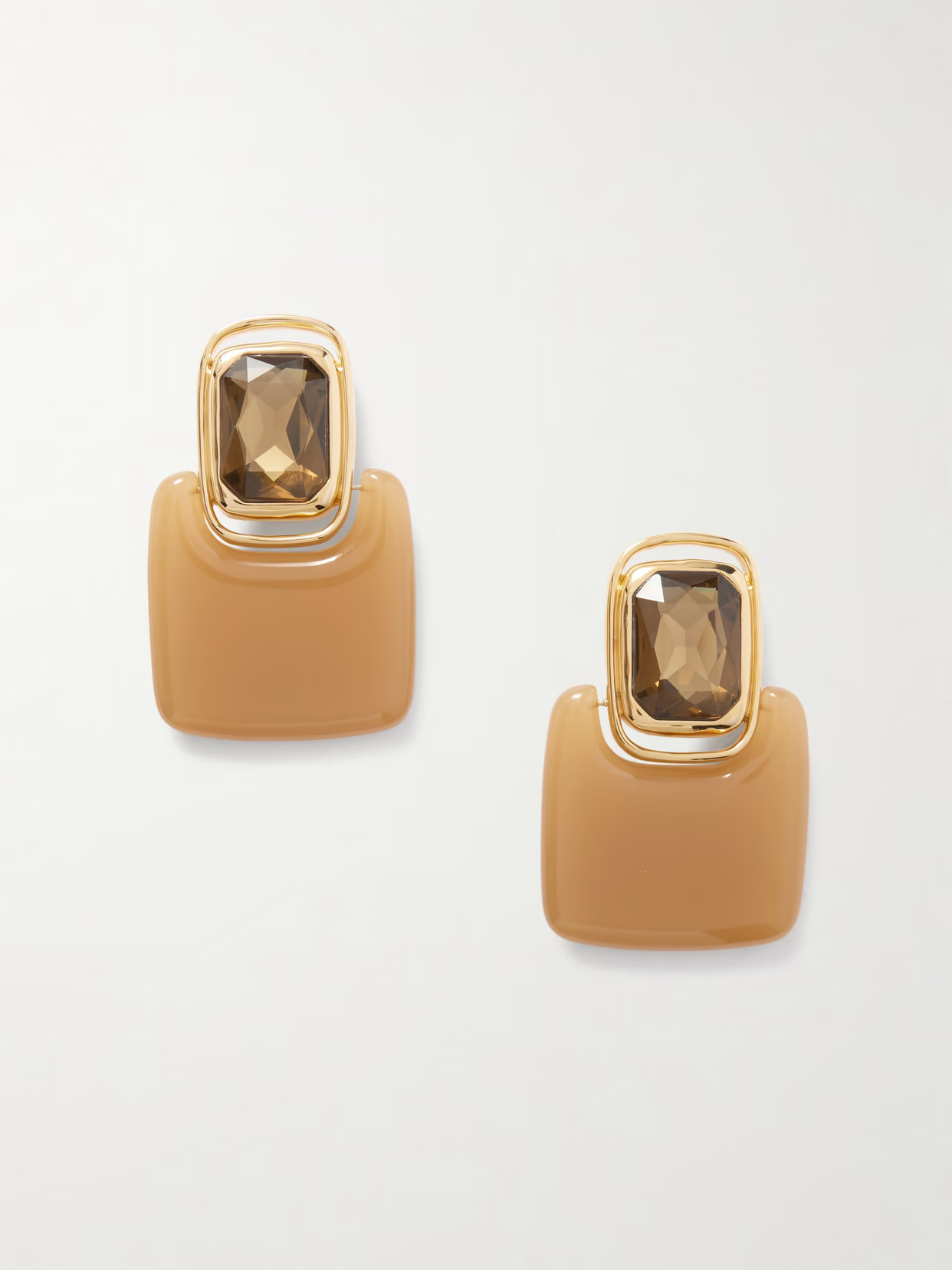 SAINT LAURENT - Gold-tone, Crystal And Resin Clip Earrings - Light brown | NET-A-PORTER (UK & EU)