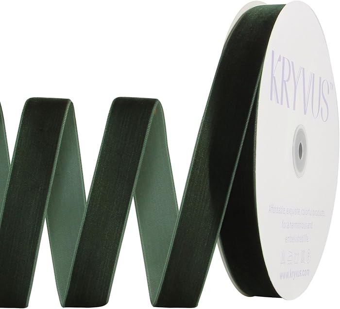 Dark Emerald Green Velvet Ribbon 1 Inch x 25Yards, Nylon Vintage Velvet Ribbons Perfect for Chris... | Amazon (US)