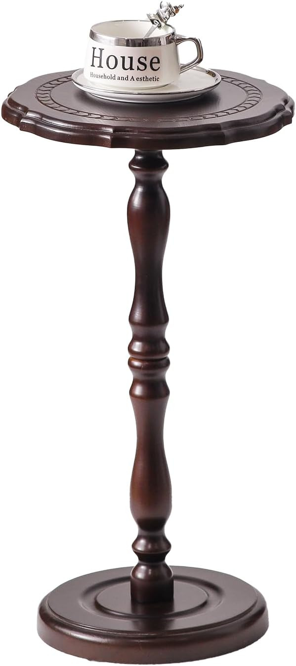 100% Solid Wood Round Side Table, Small Drink Table for Small Spaces, Modern End Table Accent Nig... | Amazon (US)