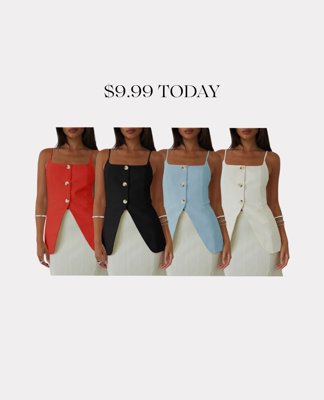 These button closure peplum vest tank tops are $9.99 today on Amazon! I bought the black one and they also come in red, bright and light blue, white, apricot, green, and more! 

#LTKFindsUnder50 #LTKSaleAlert