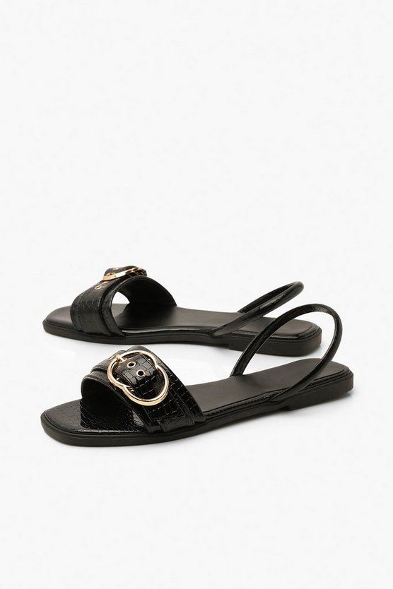 Buckle Trim Sling Back Sandals | Boohoo.com (US & CA)