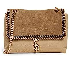 Rebecca Minkoff Women's Edie Flap Shoulder with Woven Chain Strap, Natural Straw, Tan, One Size: ... | Amazon (US)