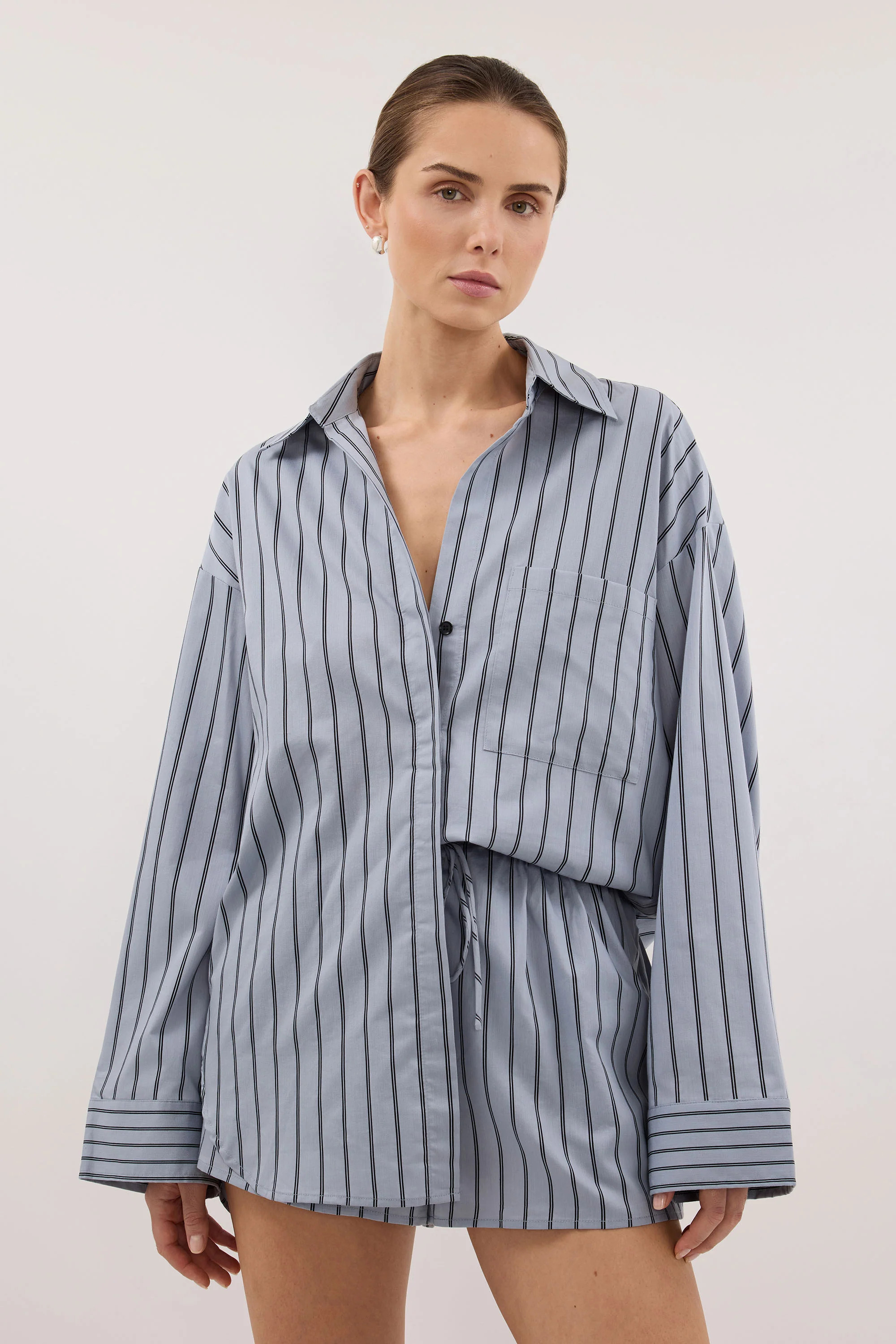 FABLE DUSTY BLUE SILK BLEND SHIRT | DISSH
