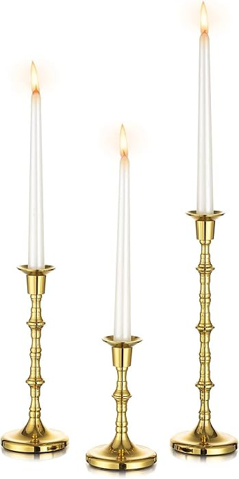 Brass Candlestick Holders Vintage: Tall Gold Taper Candle Holder Antique Candle Stick Holders for... | Amazon (US)