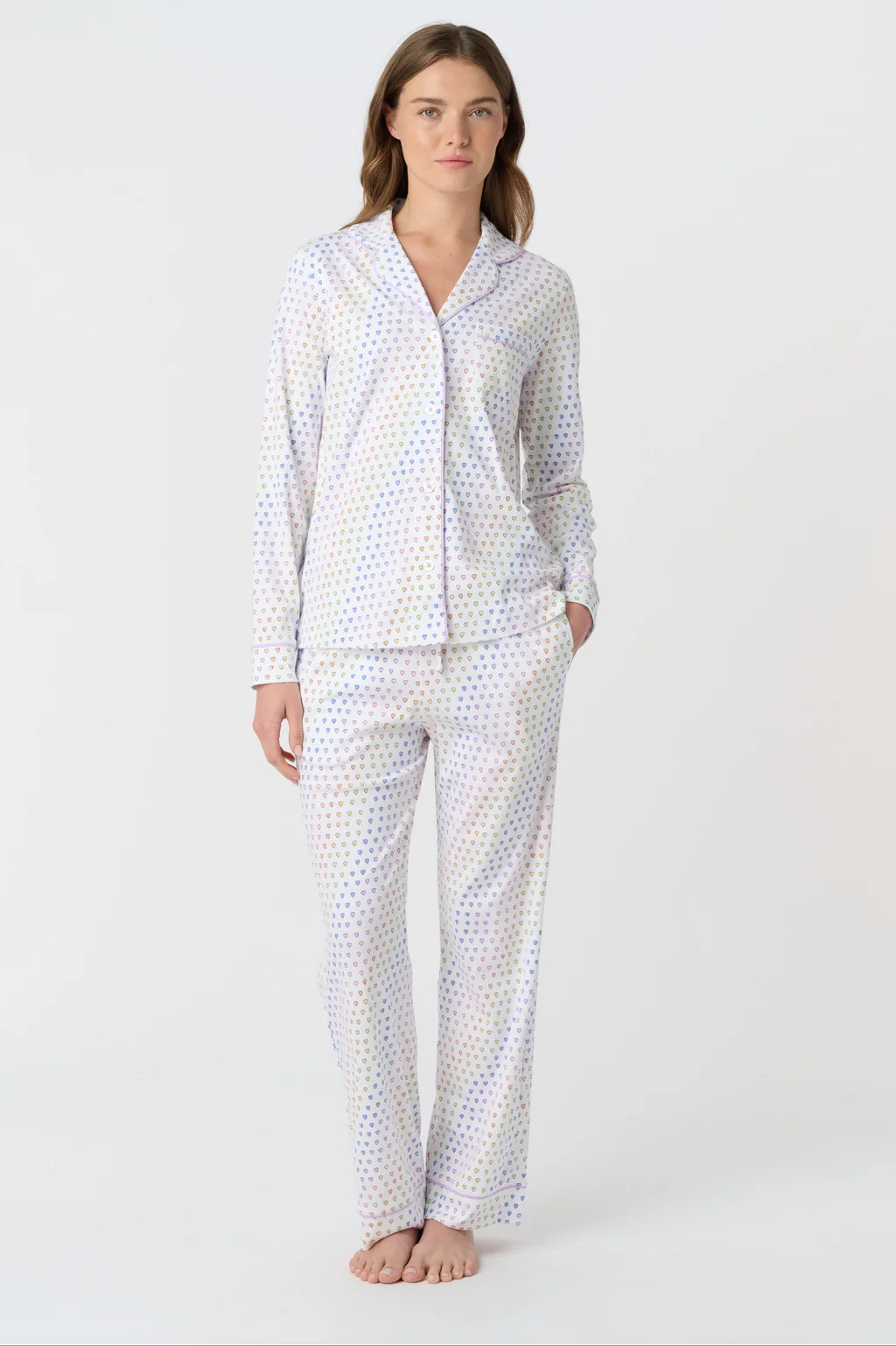 Disco Hearts Long Sleeve Polo Pajamas | Roller Rabbit