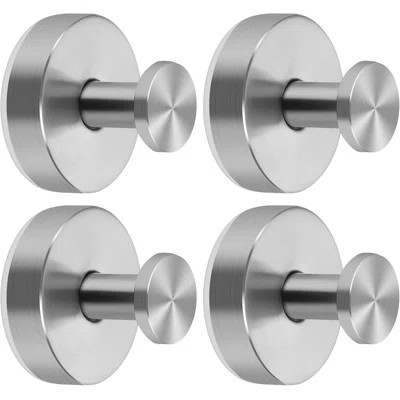 Stainless Steel Suction Hooks for Shower Wall Hangs 11lbs, Brushed Silver 4 Pack | Wayfair North America