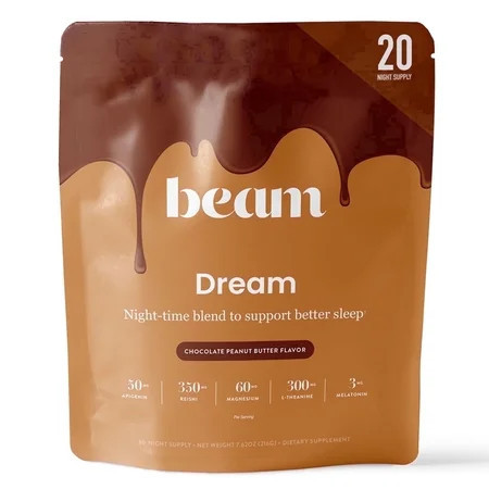Beam Dream Sleep Powder with Melatonin I L-Theanine, Apigenin, Reishi & Magnesium I Third Party Tested Natural Sleep Aid & Sleep Supplement I Health and Wellness Gift I Chocolate PB I 20 Servings | Walmart (US)