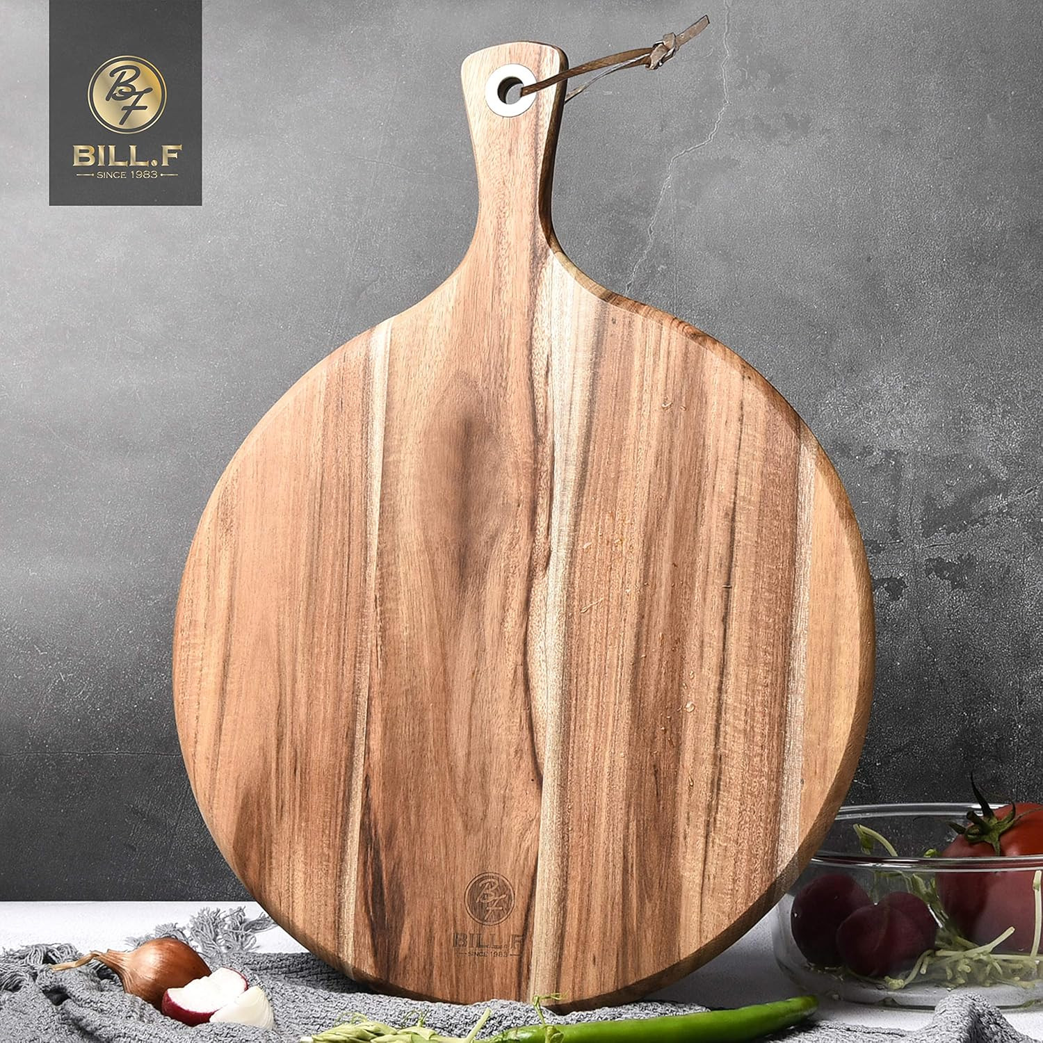 BILL.F Acacia Wood Pizza Peel,12” Cutting Board, Cheese Paddle Board, Bread and Crackers Platte... | Amazon (US)
