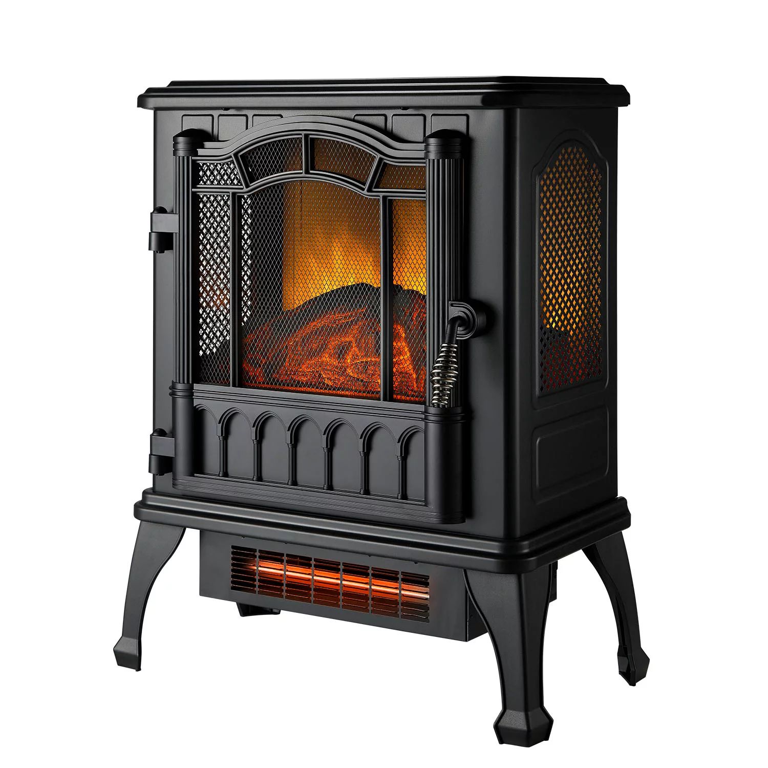 Mainstays Black 1500w 2-Setting 3D Electric Stove Heater with Life-like Flame | Walmart (US)