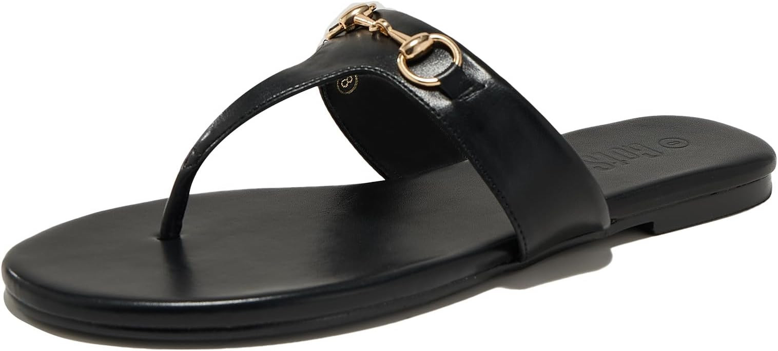 Women's Flat Sandals Metal Chain Flip Flops Summer Comfortable Slip on Slippers Dressy Shoes | Amazon (US)