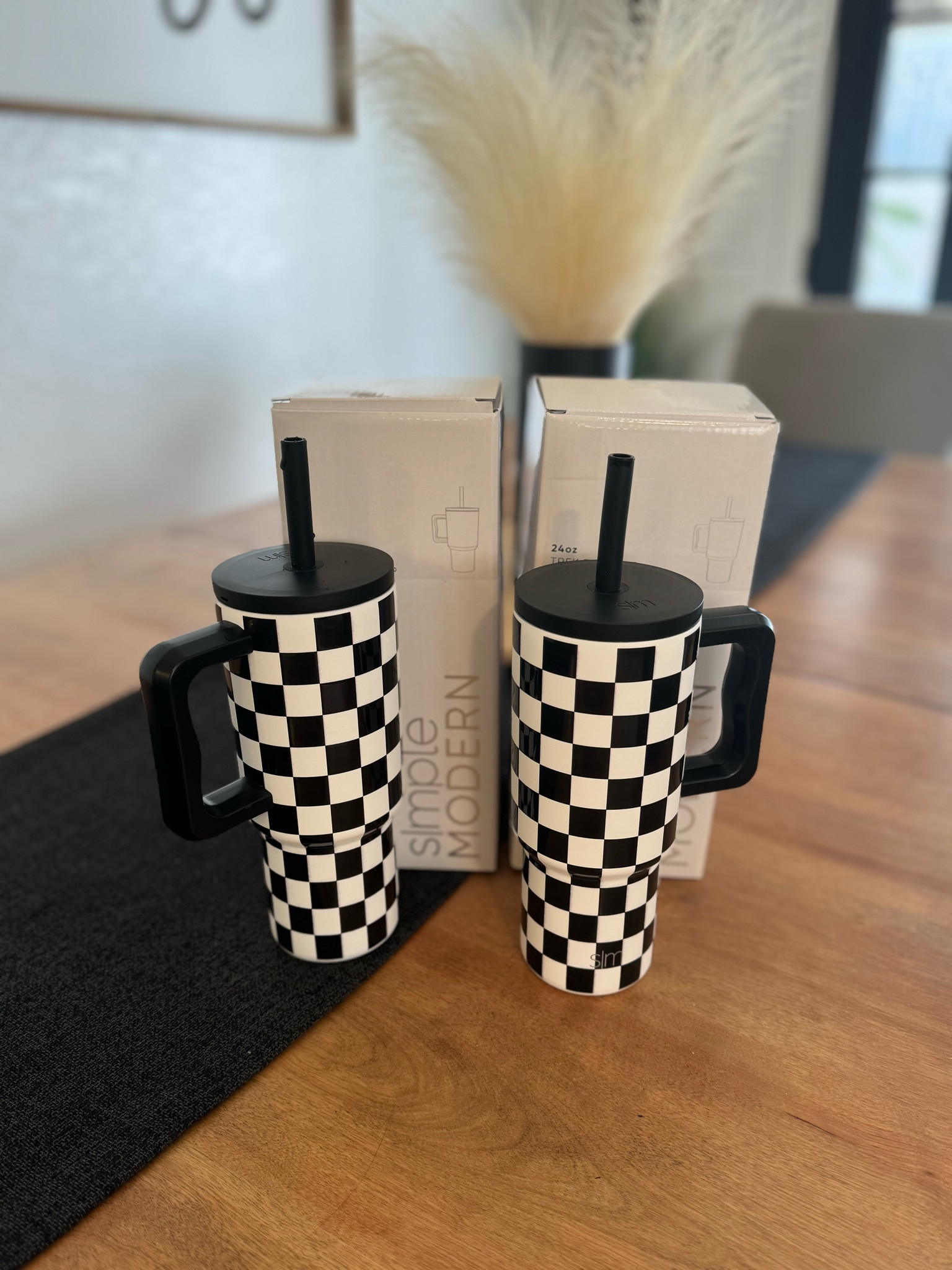 24oz Simple Modern checkered tumbler