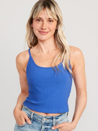Strappy Rib-Knit Cropped Tank Top for Women | Old Navy (US)
