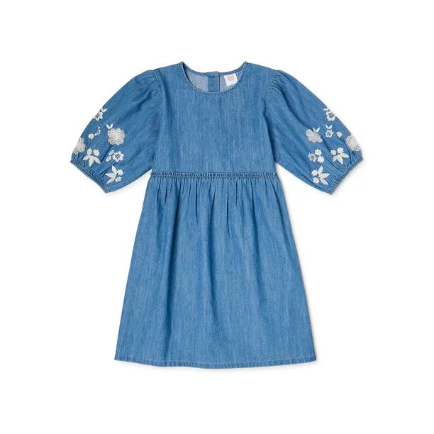 Wonder Nation Girls’ Balloon Sleeve Dress, Sizes 4-18 & Plus - Walmart.com | Walmart (US)