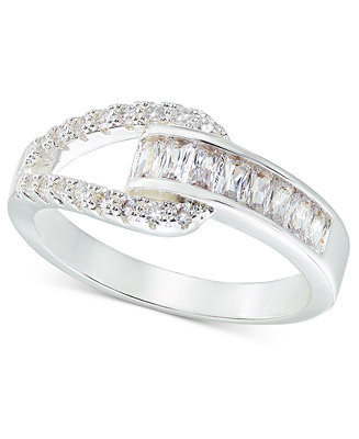 Charter Club Silver-Tone Pavé & Baguette Cubic Zirconia Ring, Created for Macy's - Macy's | Macy's