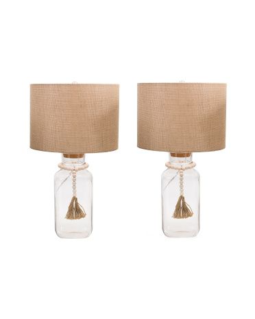 Set Of 2 Glass Lamps With Tassel | Marshalls