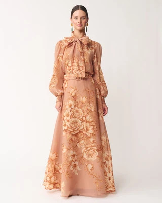 Marigold Floral Maxi Skirt-Champagne | Benaar La