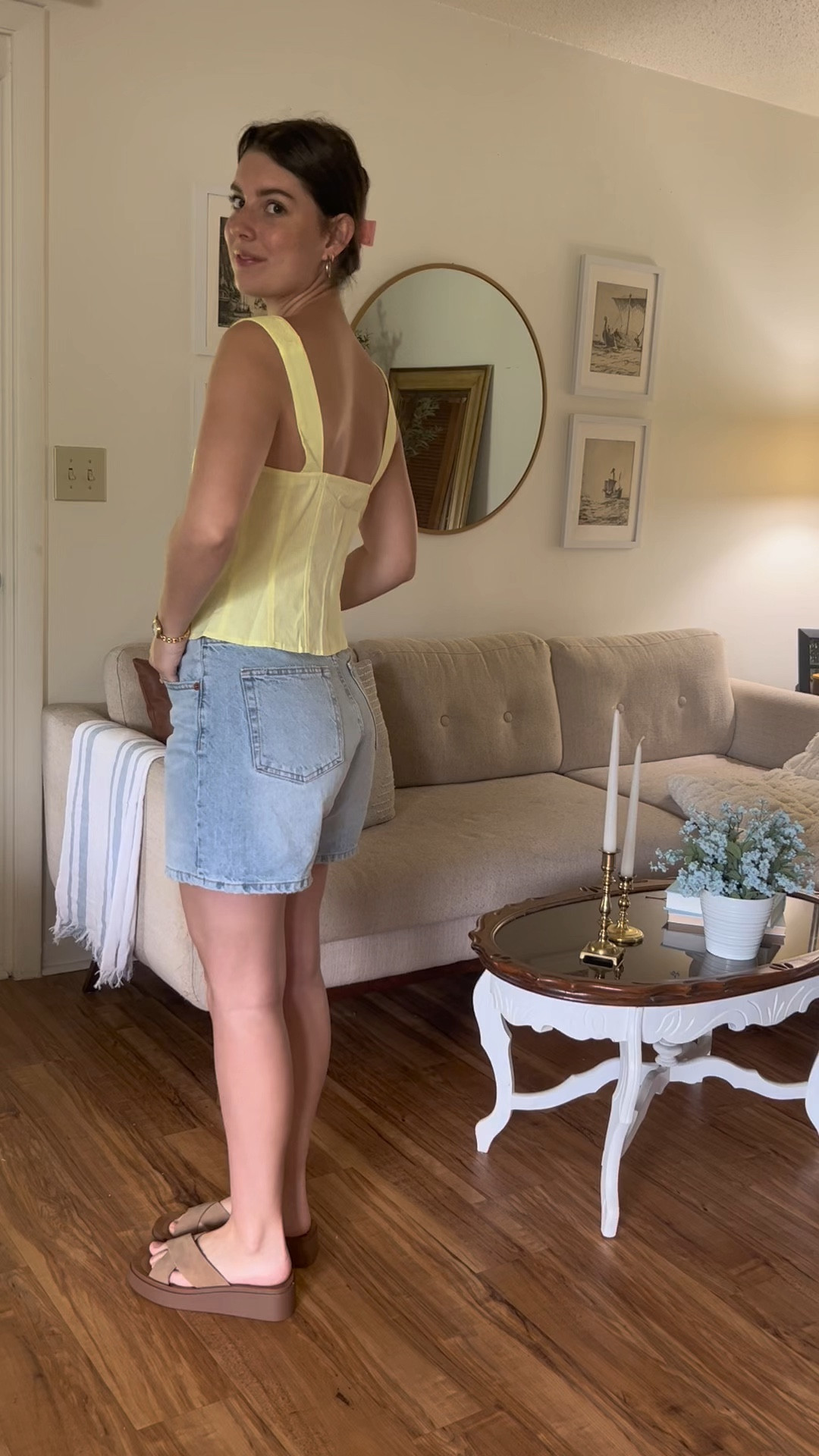 Summer outfit inspo, summer outfit idea, summer top, tie top, linen top, dad shorts, light wash shorts, European summer outfit

#LTKSeasonal #LTKunder100 #LTKfit