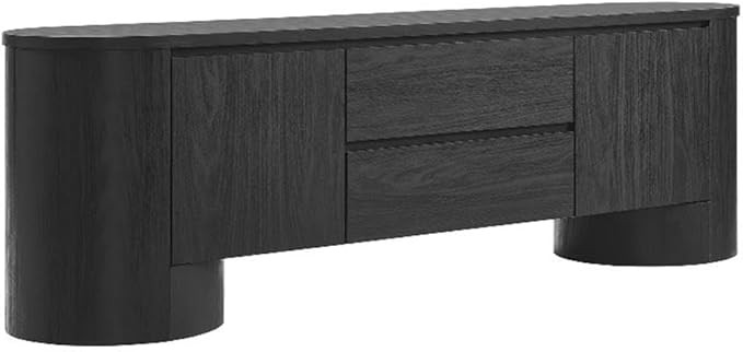 Modway Duval 71 Inch Oval TV Stand in Black – Low Profile Mid Century Modern Media Cabinet - Li... | Amazon (US)
