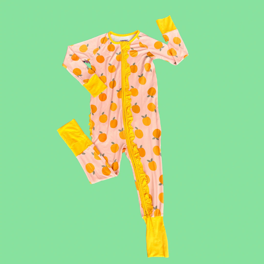 Orange Ruffle Romper (FINAL SALE) | Poppy Kids Co
