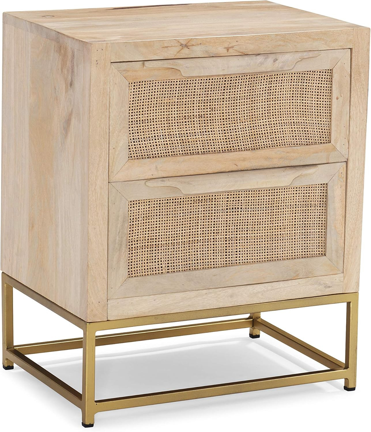 Powell Gold Base 2 Drawer Danika Cabinet, Natural Rattan 2 | Amazon (US)