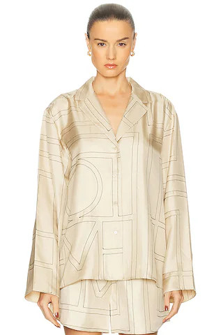 Monogram Silk PJ Top | FWRD 