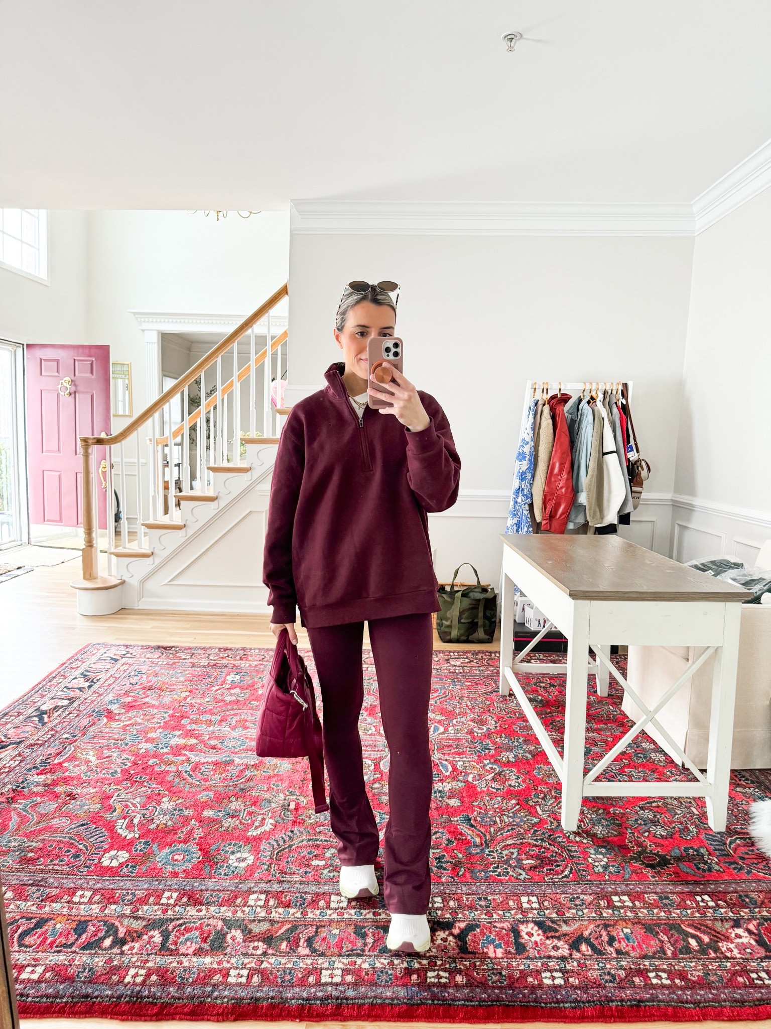 Size medium sweatshirt 
Size 6 mini flares (run small) 

#LTKFindsUnder100 #LTKActive