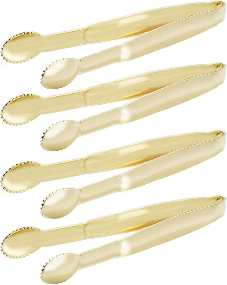 Mini Serving Tongs 5 Inches Appetizer Tongs, Set of 4 (Gold) | Amazon (US)