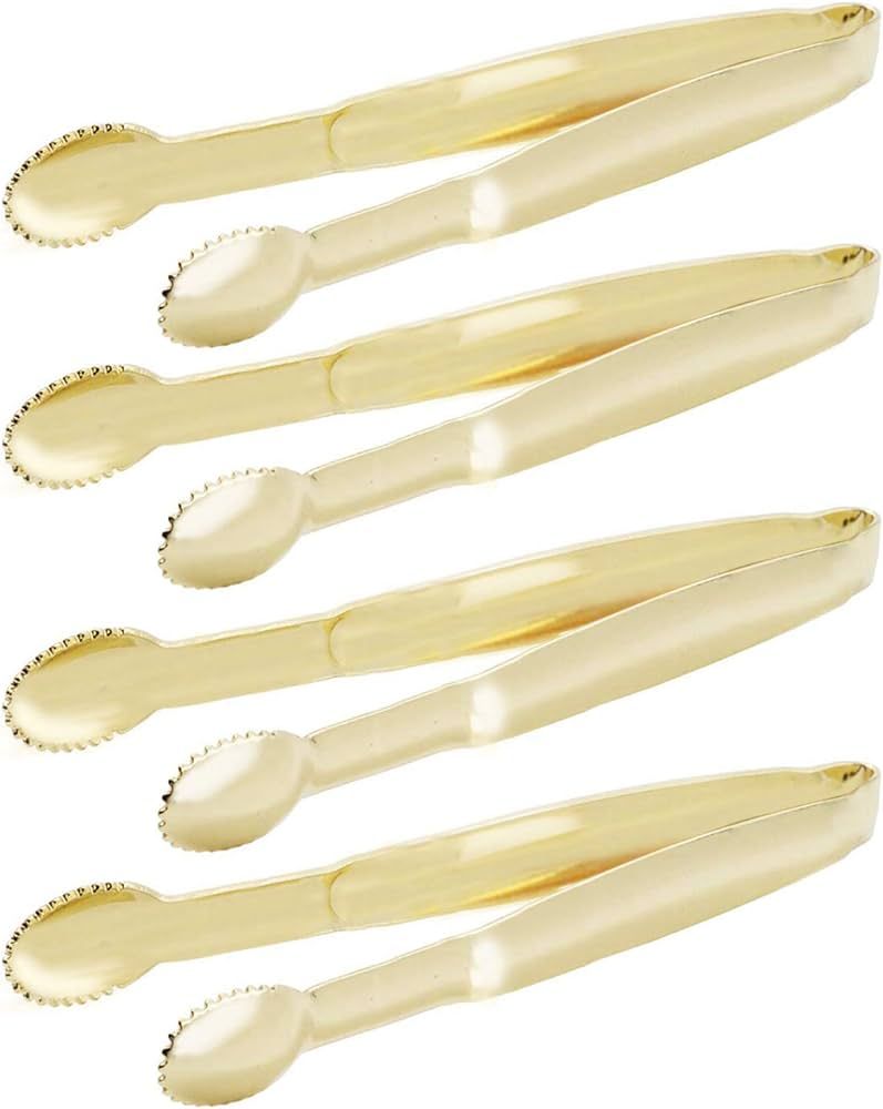 HINMAY Mini Serving Tongs 5 Inches Appetizer Tongs, Set of 4 (Gold) | Amazon (US)