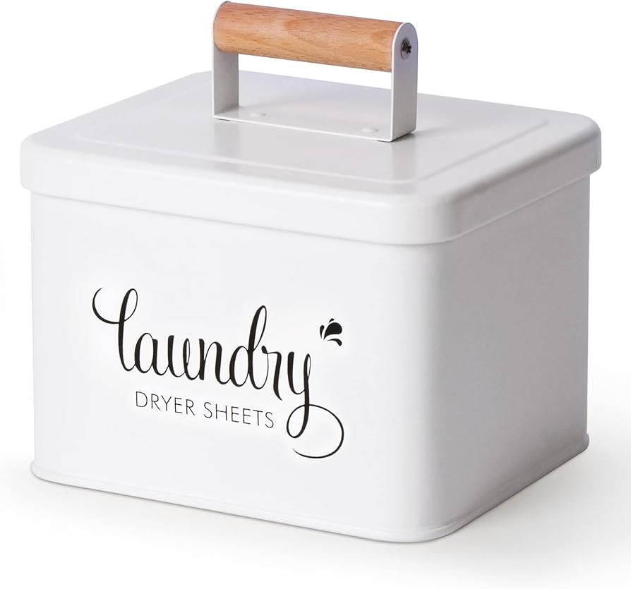 Dryer Sheets Holder Modern Farmhouse Dryer Sheet Dispenser Container with Lid, Metal Dryer Sheet ... | Amazon (US)