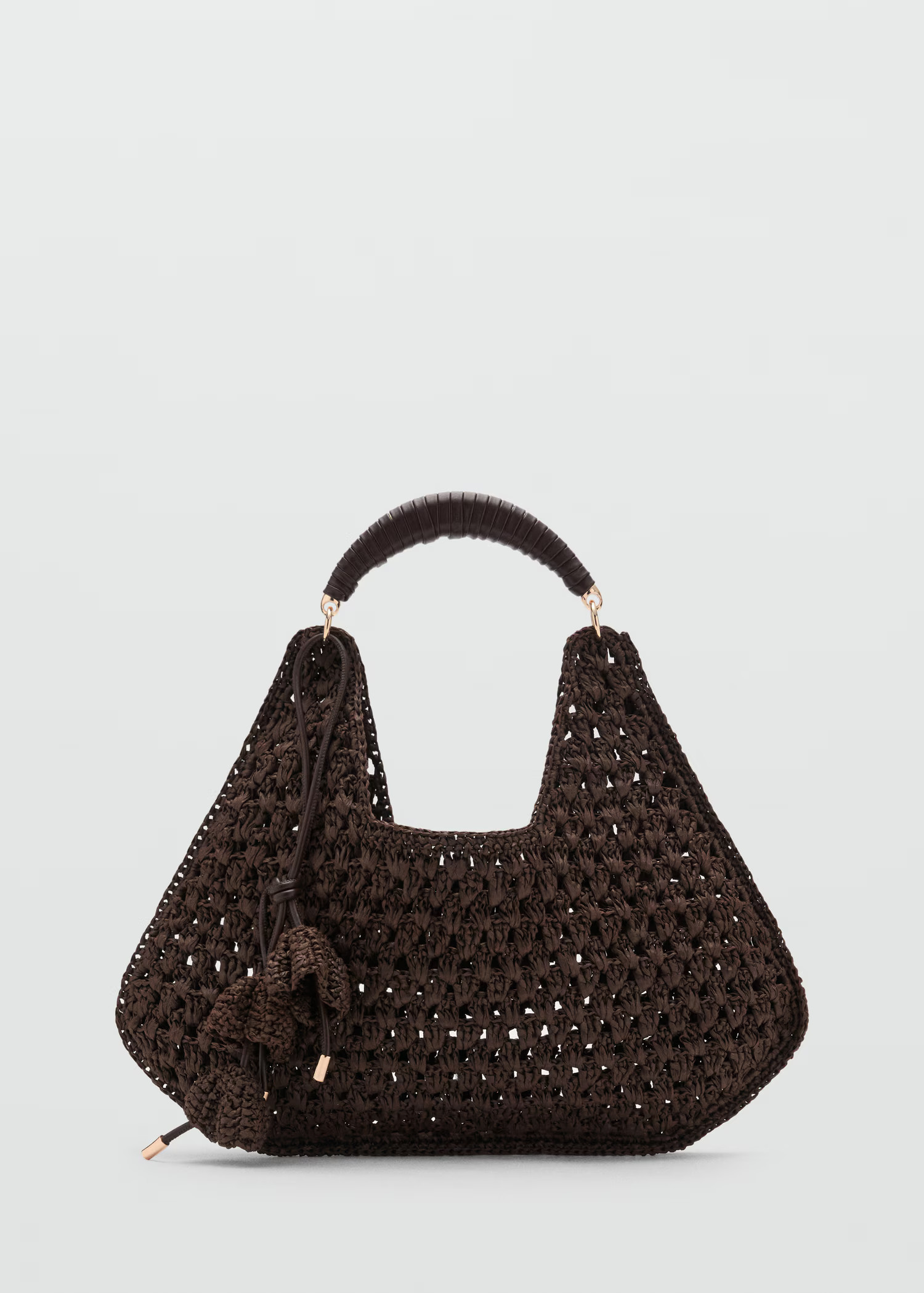 Natural fibre shoulder bag with flower charm - Women | MANGO United Kingdom | MANGO (UK)