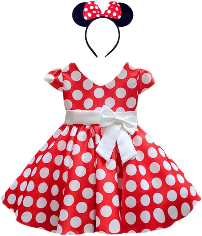 DreamHigh Girls Toddlers Cap Sleeves Skirt Vintage Polka Dot Dress with Headband | Amazon (US)