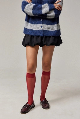 Classic Sheer Knee High Sock - Maroon at Urban Outfitters | Urban Outfitters UK