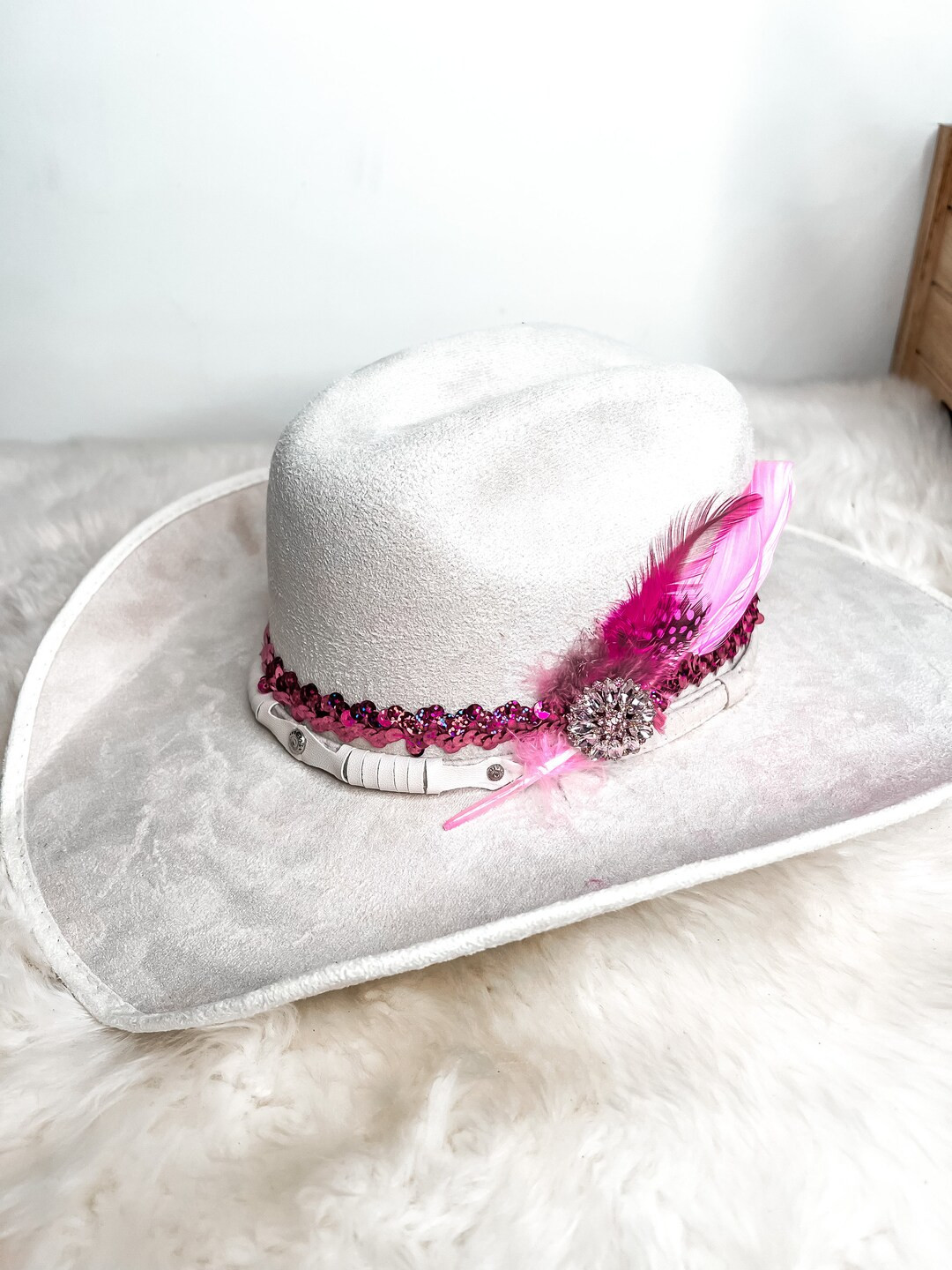 Custom Hot Pink Ivory Blush Suede Western Barbie Cowgirl Hat - Etsy | Etsy (US)