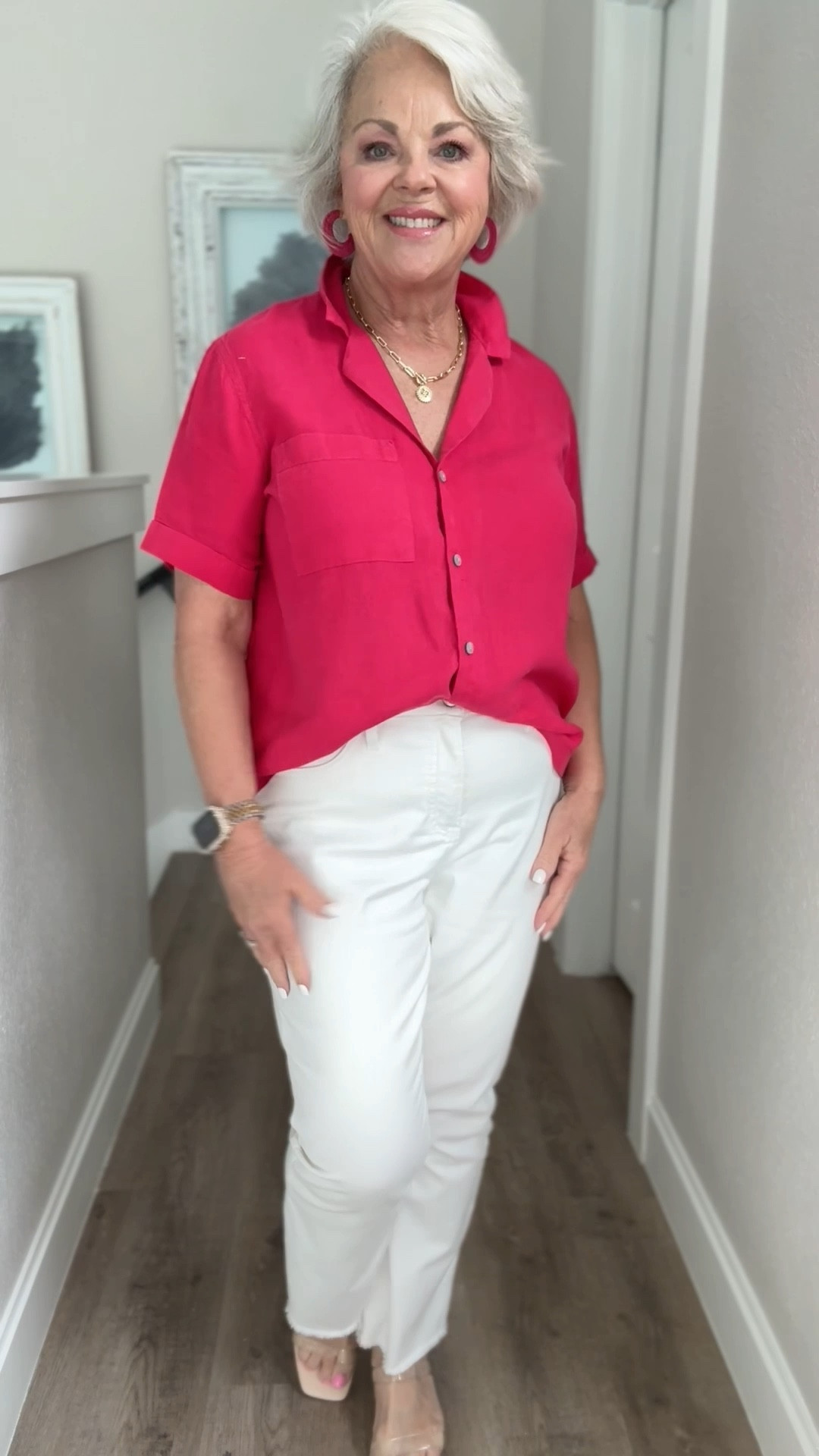 Nothing better than a pair of white jeans for summer that do not show all the lumps and bumps! These linen blend camp shirts are so affordable and under $17…so hard to believe! Hurry because they are selling out! 

#LTKFindsUnder100 #LTKOver40 #LTKMidsize