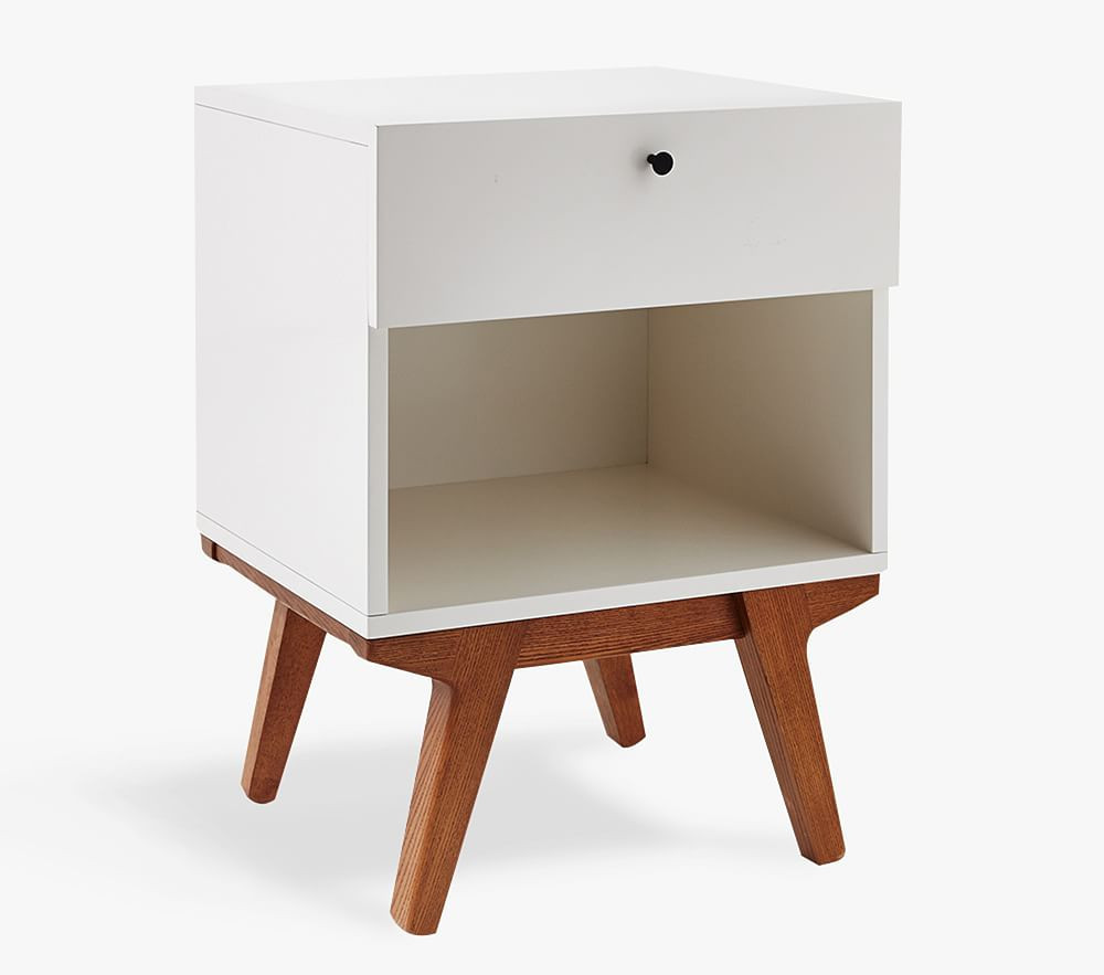 west elm x pbk Modern Nightstand, White Lacquer | Pottery Barn Kids