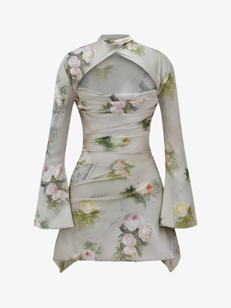 Toira floral-print draped-corset woven mini dress | Selfridges