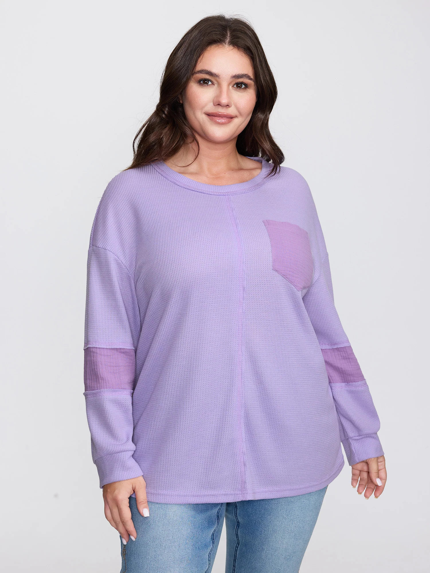 Waffle Weave Color Patchwork T-Shirt | Bloomchic