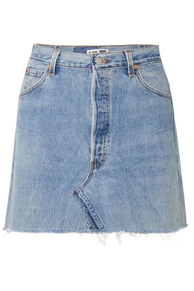 RE/DONE - Levi's Distressed Denim Mini Skirt - Blue | NET-A-PORTER (US)