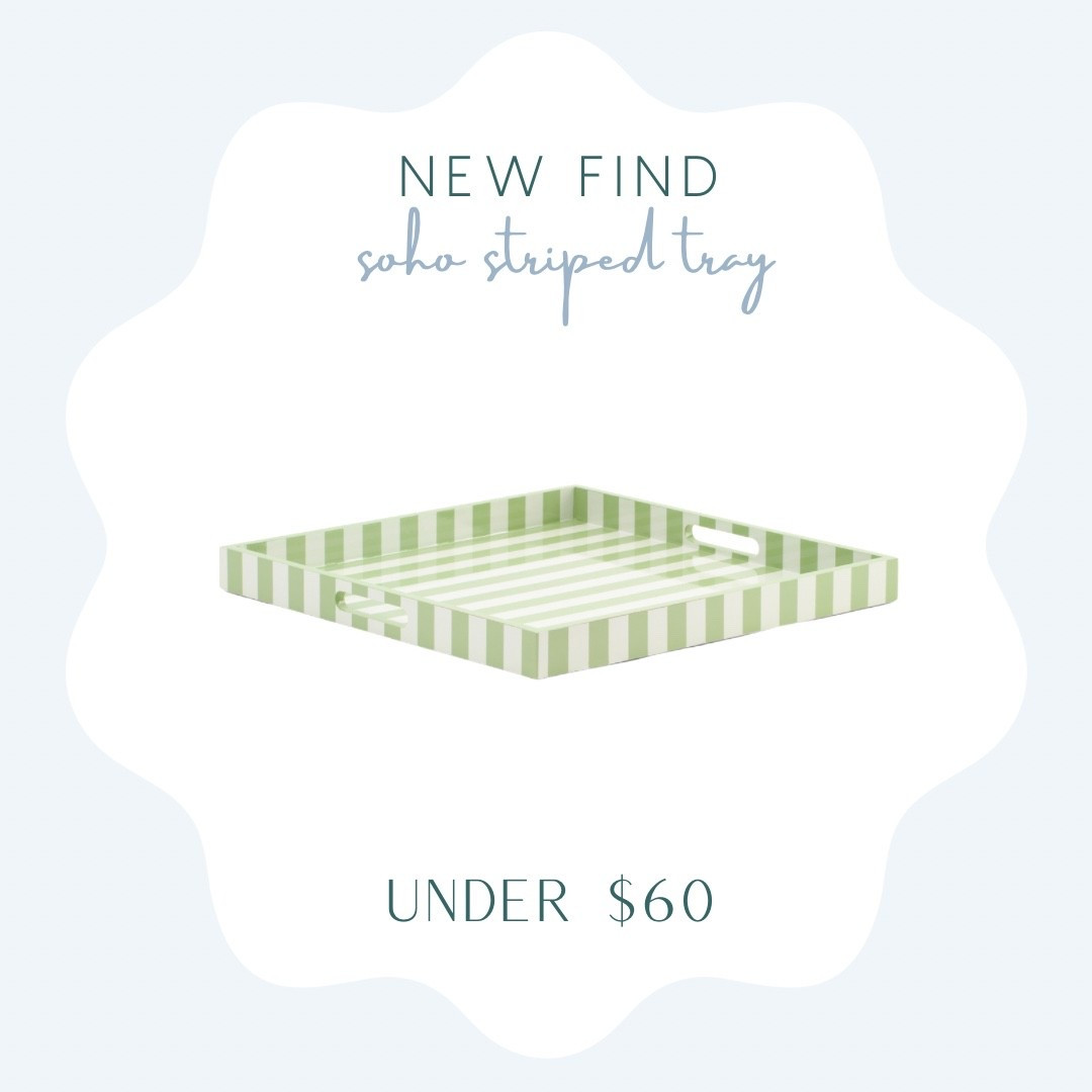 Adorable green and white striped square tray! 