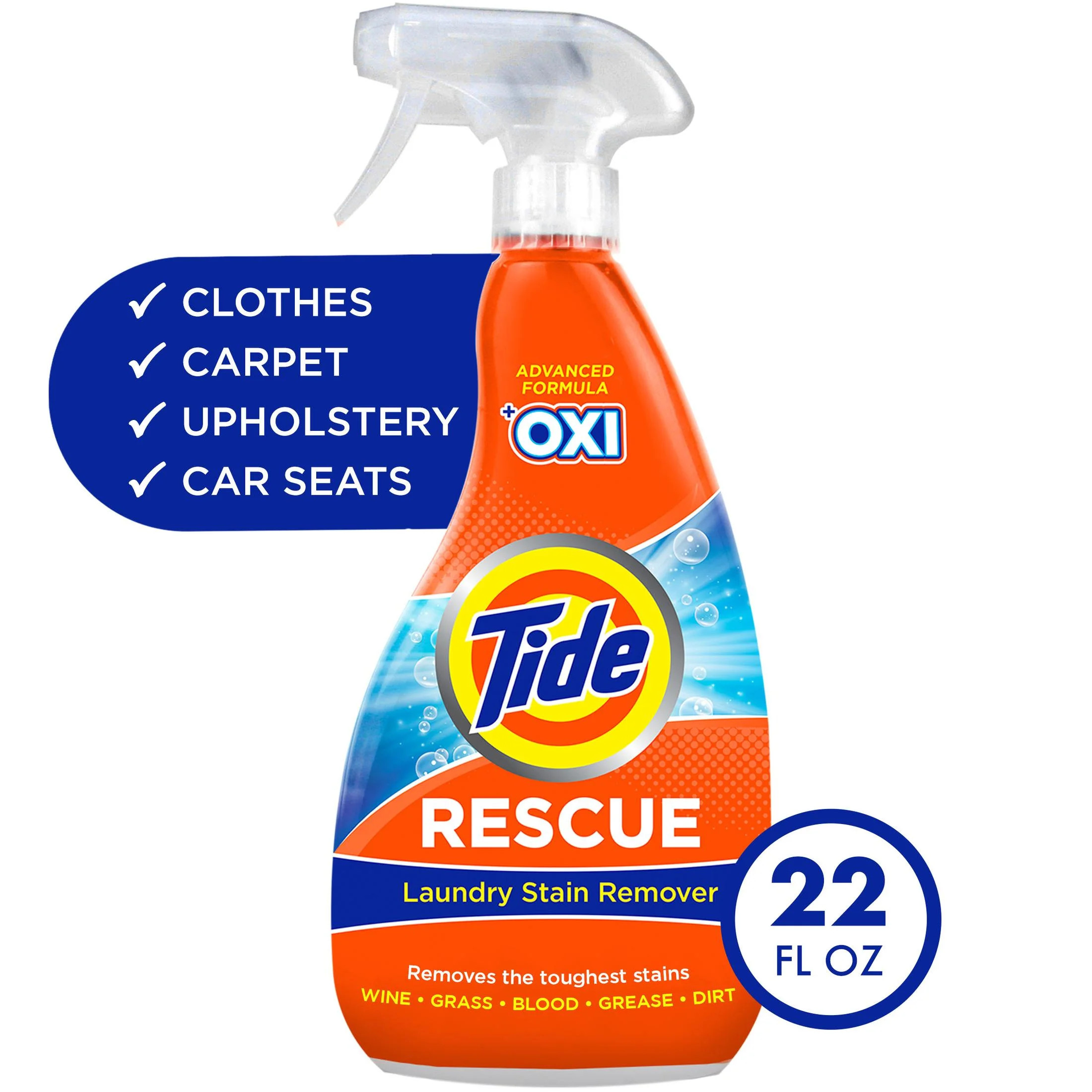 Tide Rescue Plus Oxi Laundry Stain Remover and Carpet Cleaning Spray and Wash, Spot Cleaner, 22 o... | Walmart (US)