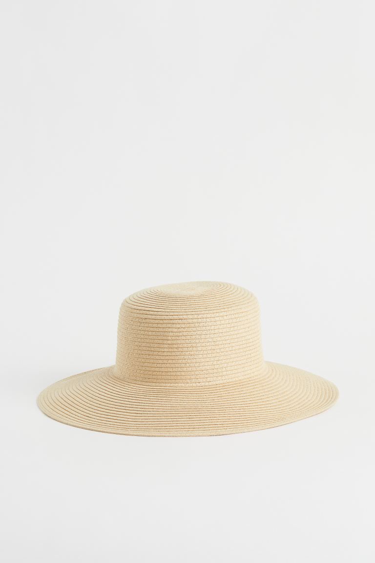 Hat in braided paper straw with a wide, sloped brim and grosgrain band inside. | H&M (US)