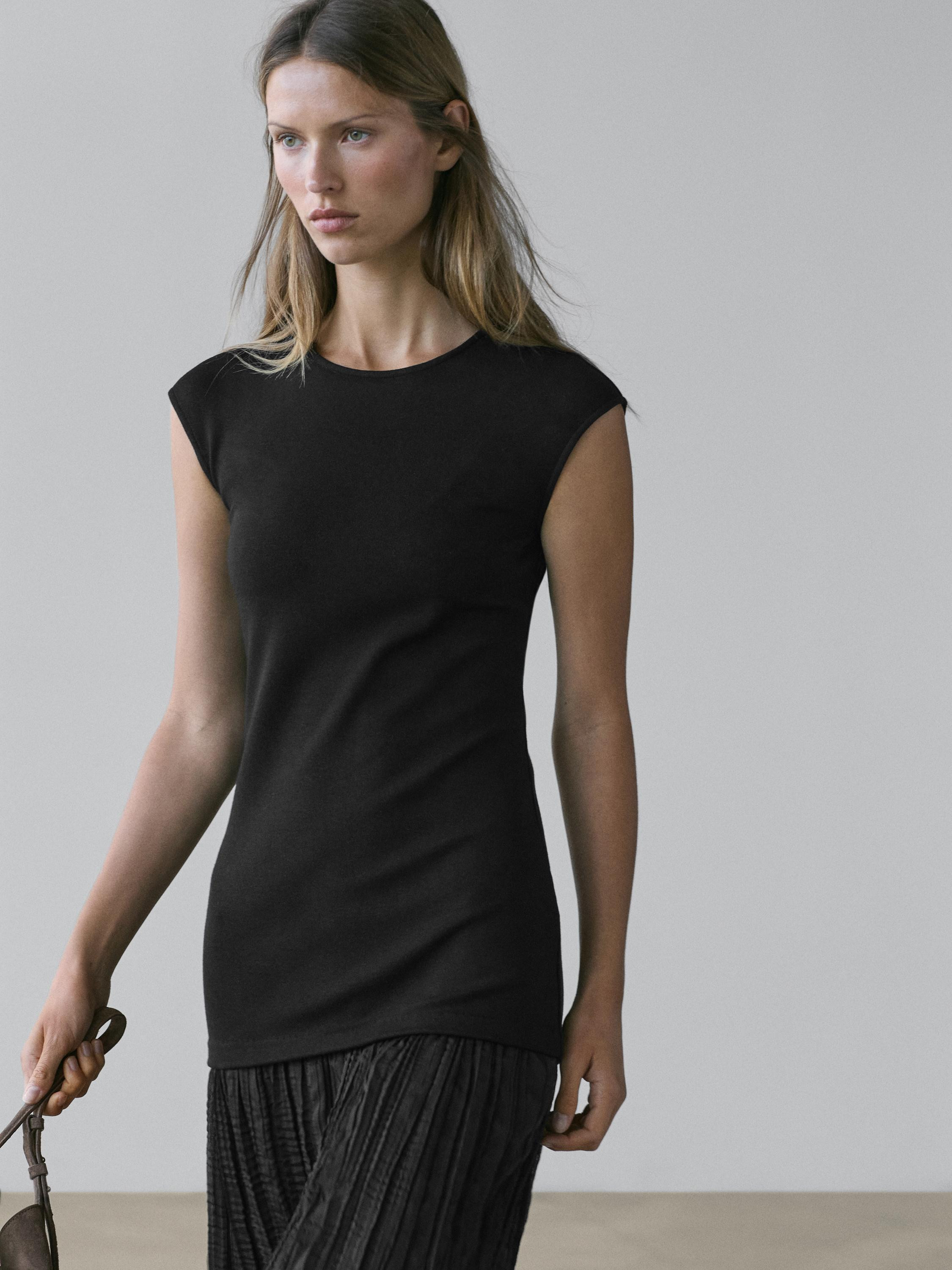 Long contrast pleated dress | Zara US