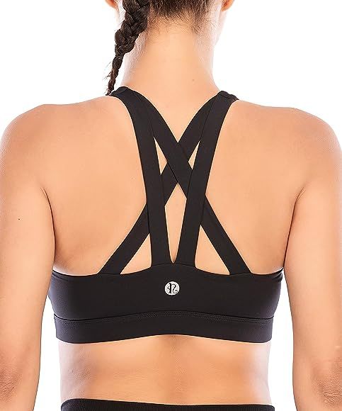 RUNNING GIRL Sports Bra for Women, Criss-Cross Back Padded Strappy Sports Bras Medium Support Yoga B | Amazon (US)