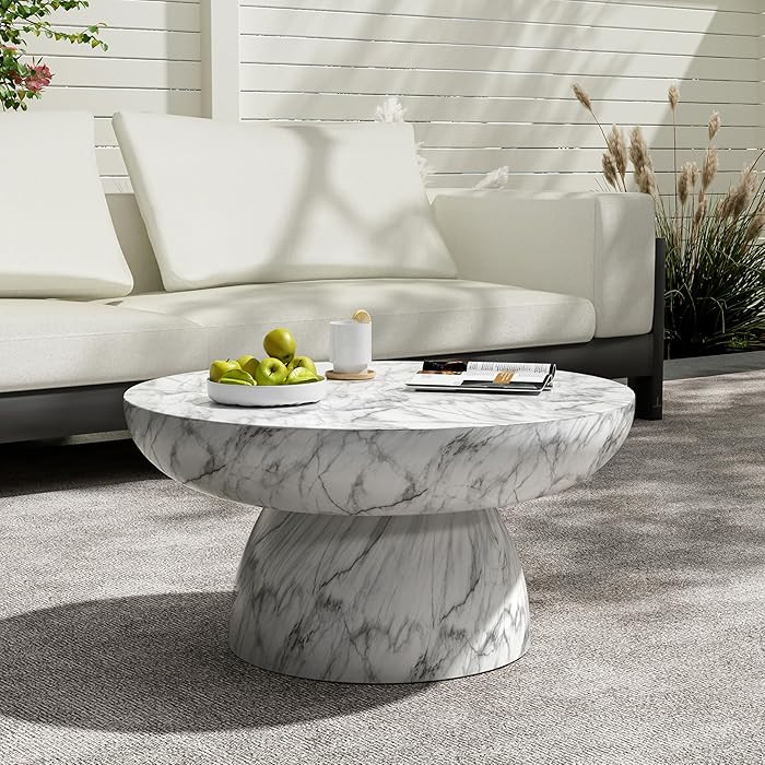 Merax Faux Marble Coffee Table, Indoor Outdoor MGO Top Side Table, Handcrafted Finish Modern Acce... | Amazon (US)
