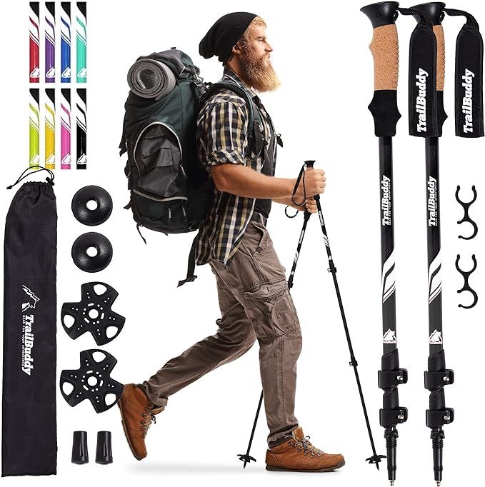 TrailBuddy Trekking Poles - Lightweight, Collapsible Hiking Poles for Backpacking Gear - Pair of ... | Amazon (US)