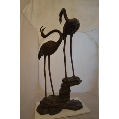 Bronze Pair of Flamingos Statue Fountain - Size: 33"L x 22"W x 60"H. | Wayfair North America