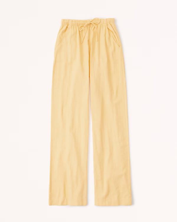 Linen-Blend Pull-On Wide Leg Pant | Abercrombie & Fitch (UK)
